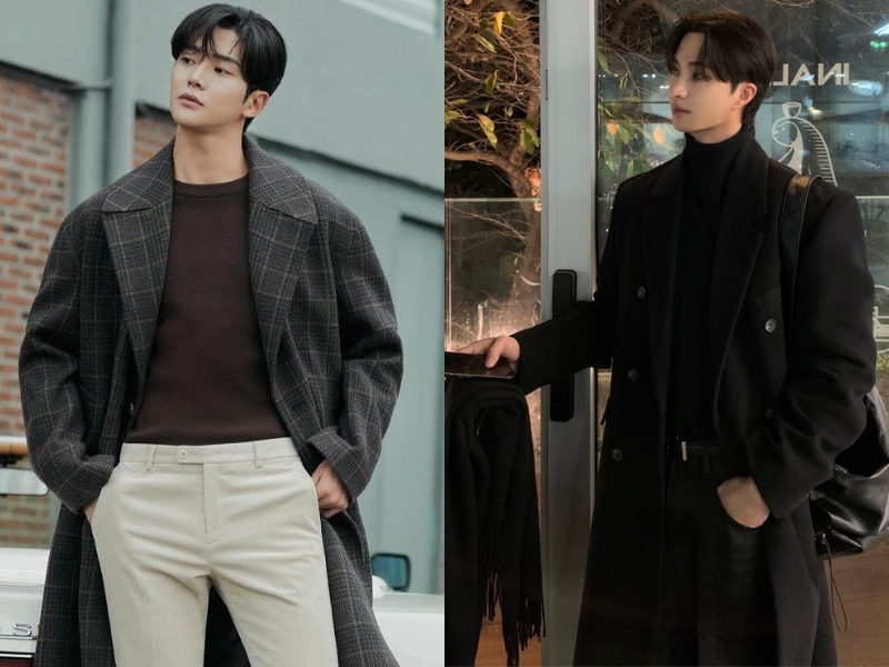 phối đồ nam mùa đông phối áo măng tô