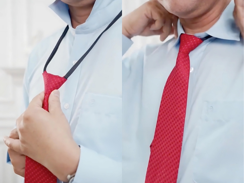 Cách thắt cà vạt nam lười có sẵn dây