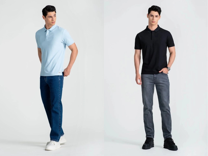 Phối áo với quần jean nam kết hợp áo polo