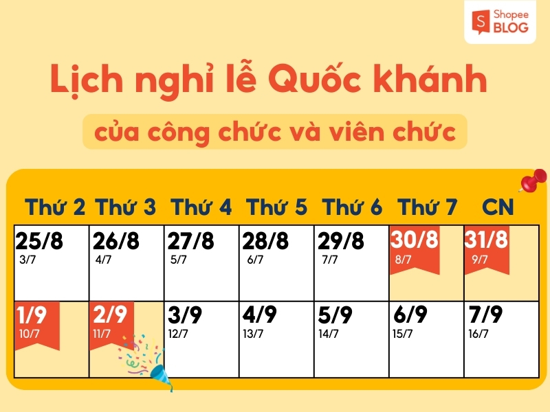 Lịch nghỉ lễ Quốc khánh 4 ngày