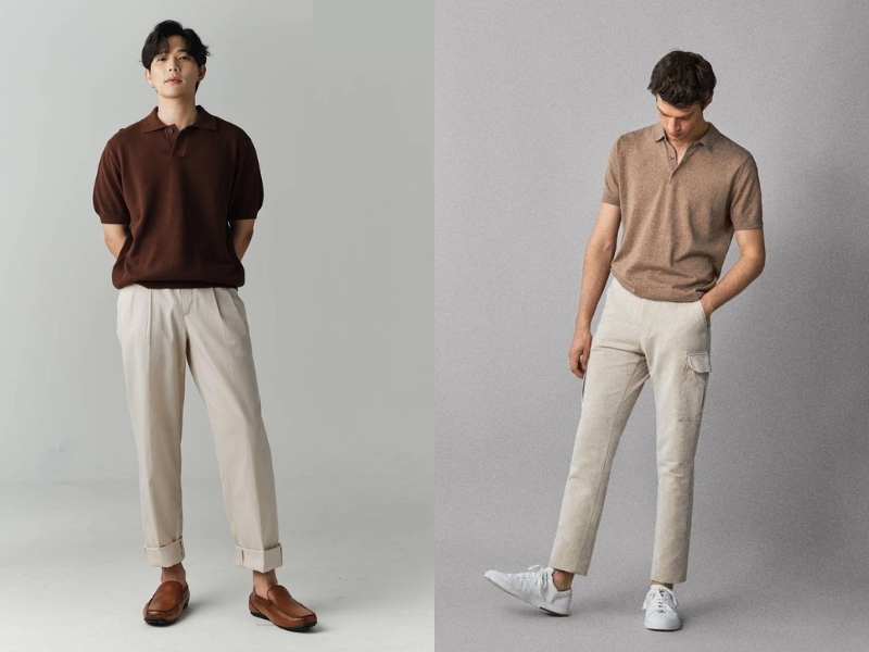 Áo polo cùng quần baggy 