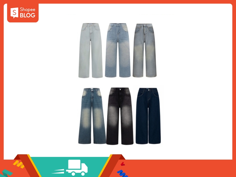 Quần jeans ống rộng xanh Renhouse