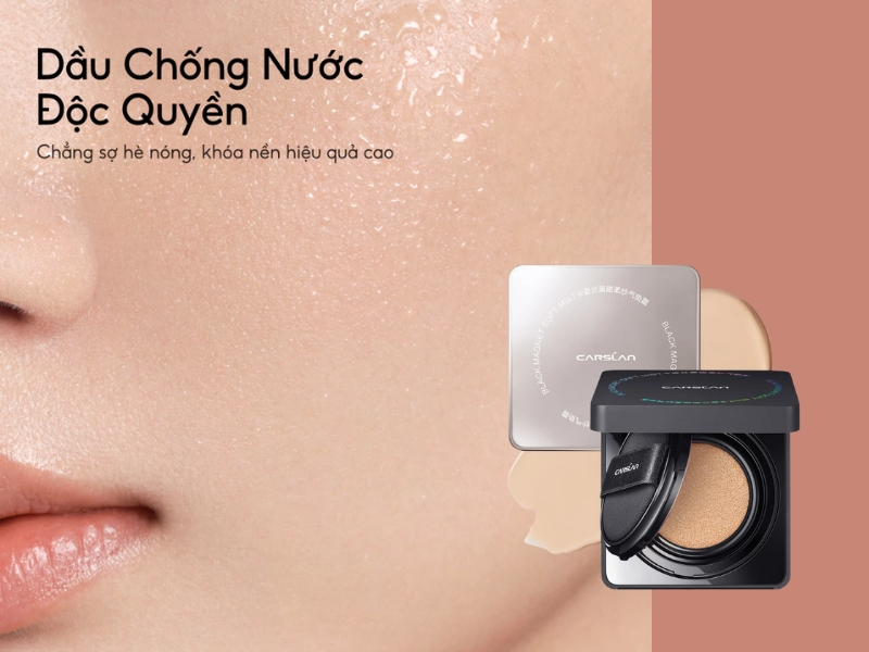 Carslan Black Magnet Soft Mist Cushion trên da