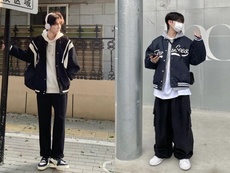 phối đô nam với áo bomber