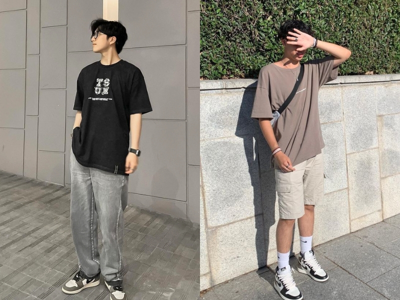 phối đồ với áo thun mix giày Jordan cổ thấp