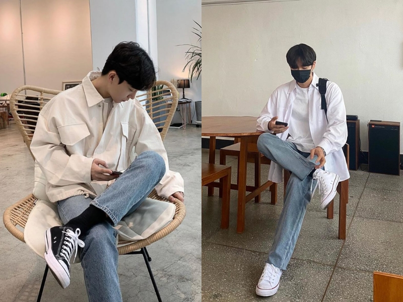 giày converse với quần jeans ống đứng