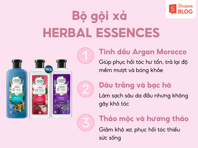 Thành phần của bộ gội xả Herbal Essences 