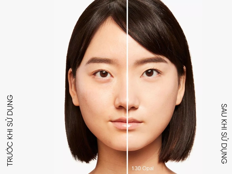 Shiseido Synchro Skin Radiant Lifting Foundation trước và sau khi dùng