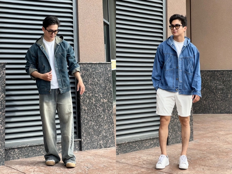 phối đồ với áo jean nam 