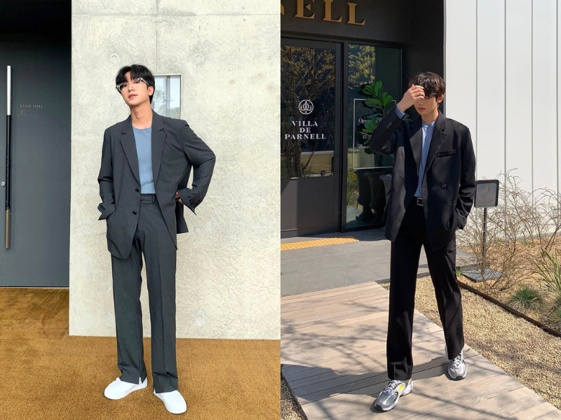 phối áo blazer cho người lùn nam phong cách Hàn quốc