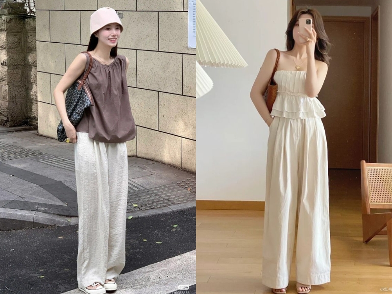 cách phối đồ nữ với quần ống rộng giúp che đi khuyết điểm