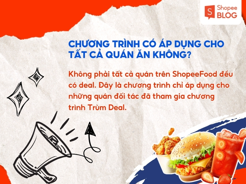 Trùm Deal chương trình chỉ áp dụng những quán ăn có tham gia