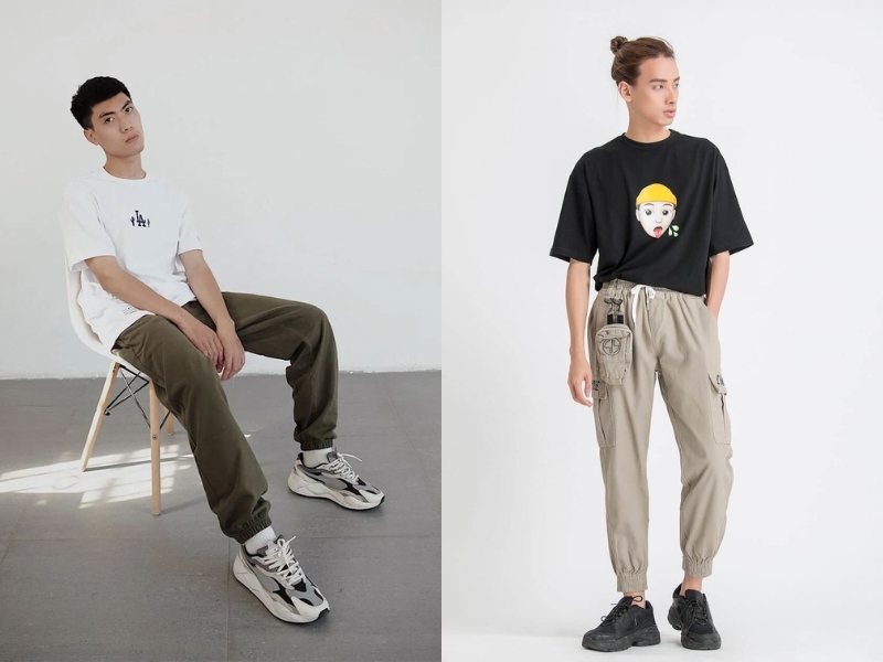 áo thun phối cùng quần jogger