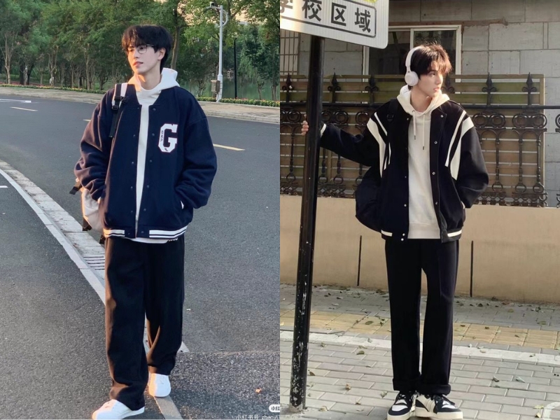 Cách phối áo bomber với quần kaki