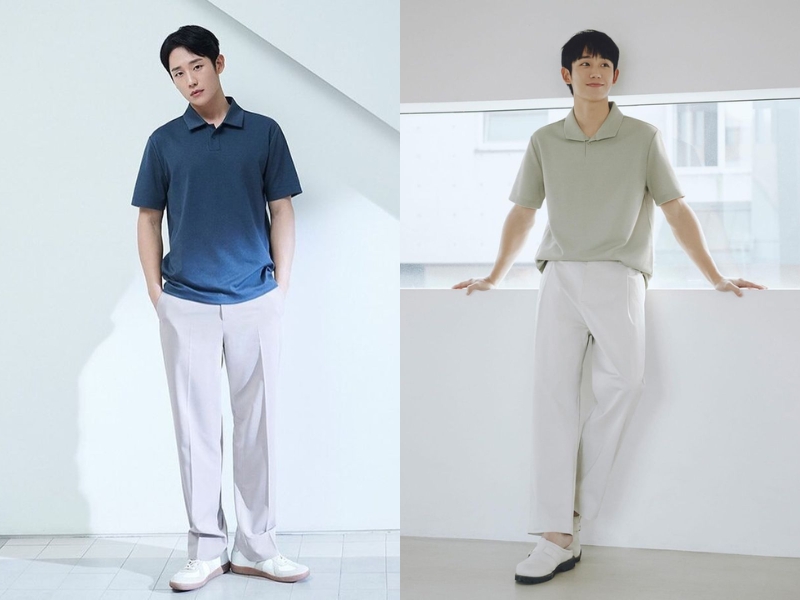 Áo polo cùng quần suông