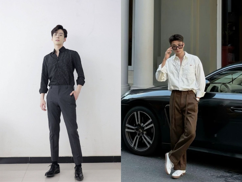Phối đồ nam cùng áo sơ mi kết hợp quần tây 