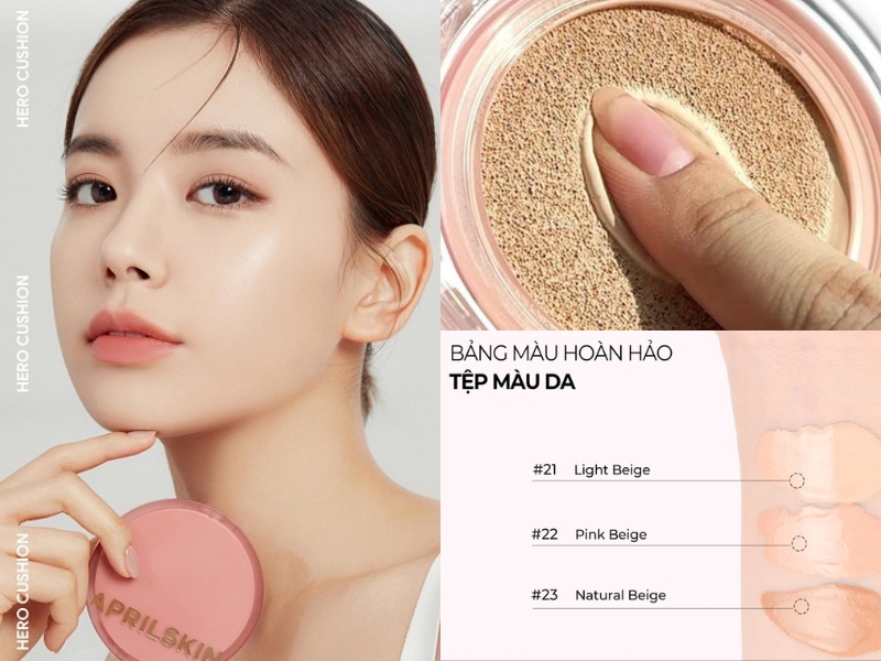 Review cushion April Skin hồng