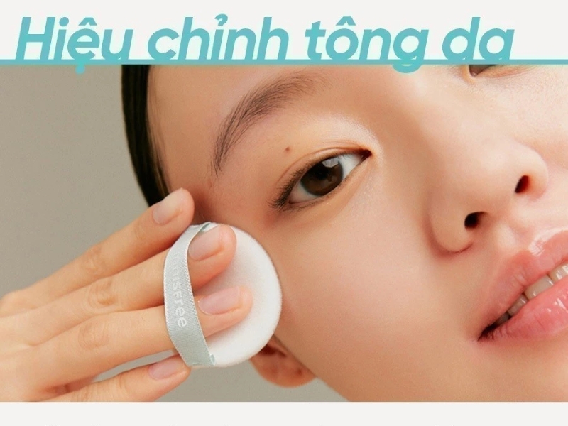 Khả năng hiệu chỉnh tông da của No Sebum Mineral Pact Innisfree