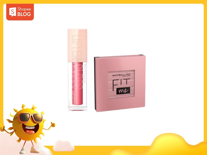 Bộ đôi son bóng Lifter Gloss phấn má Fit Me Blush