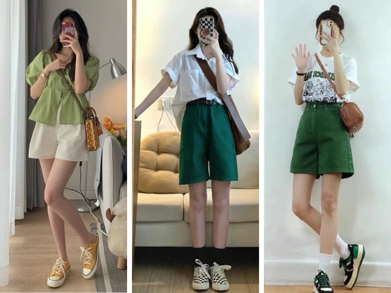 Phối các gam màu xanh lá với màu trắng