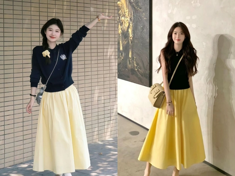 phối đồ màu vàng với màu đen