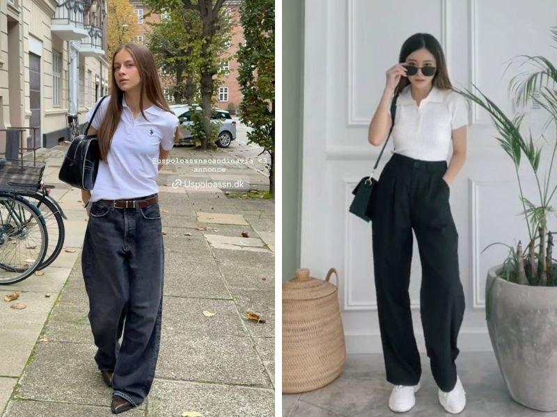 trang phục áo polo và quần tây unisex