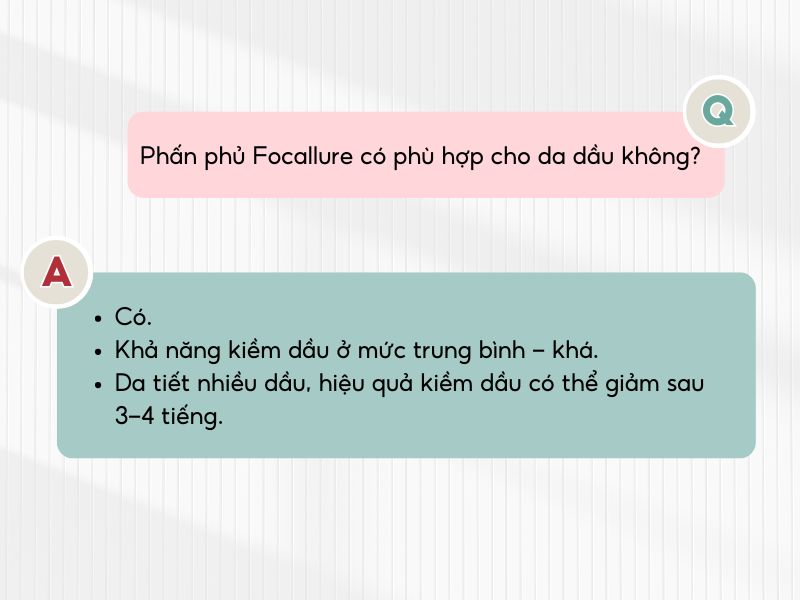 Phấn phủ Focallure phù hợp với làn da đổ dầu nhiều