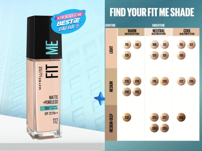Chọn màu kem Maybelline Matte Poreless
