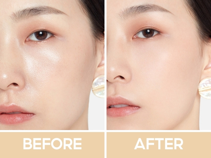 Trước và sau khi dùng phấn phủ Perfect Diary