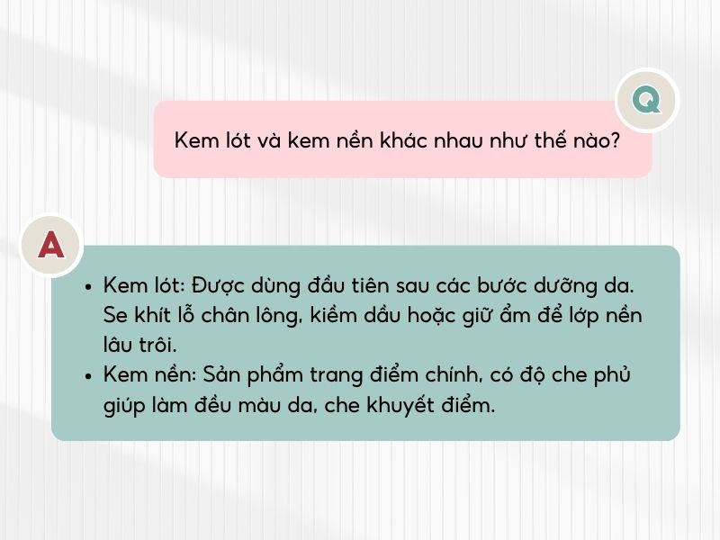 Sự khác nhau giữa kem lót và kem nền