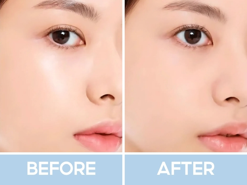 Trước và sau khi dùng phấn phủ Clio Stay Perfect