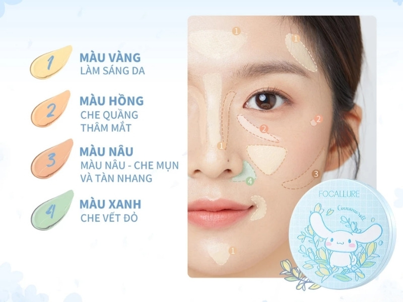 Bảng màu kem che khuyết điểm Focallure Sanrio