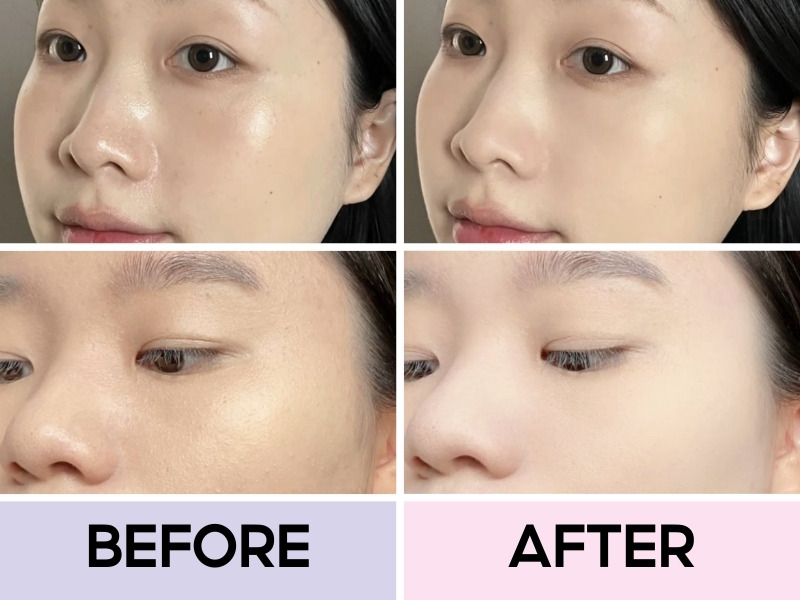 Trước và sau khi dùng phấn phủ Carslan bản thường