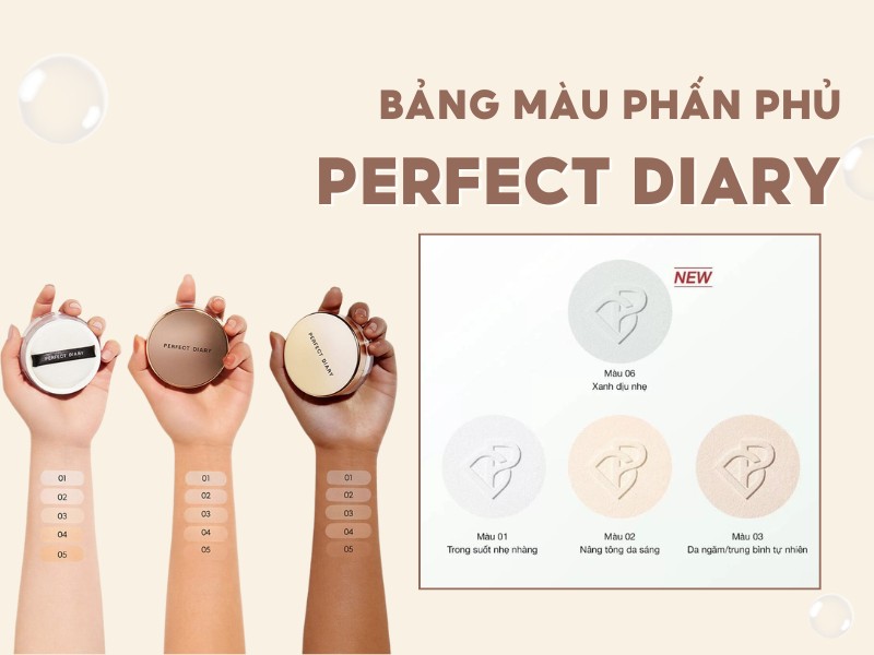 Bảng màu của phấn phủ Perfect Diary