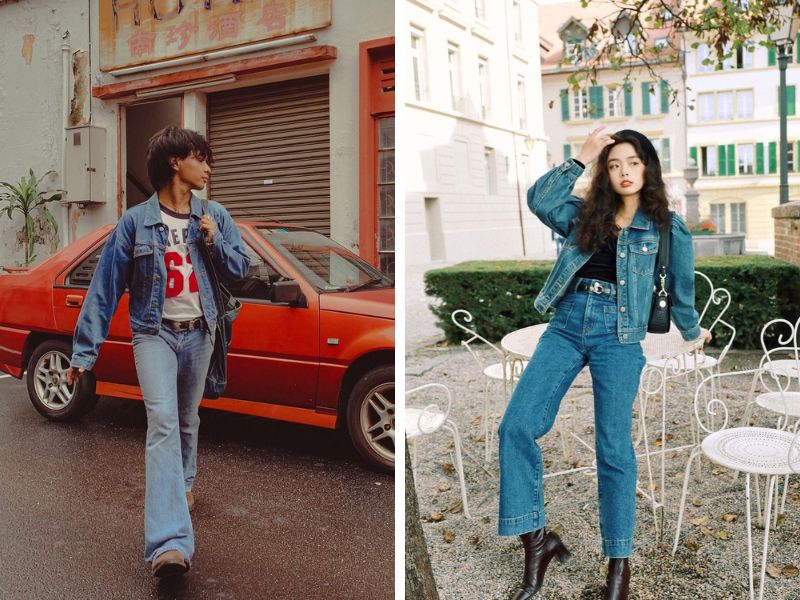 outfit retro denim cho nữ