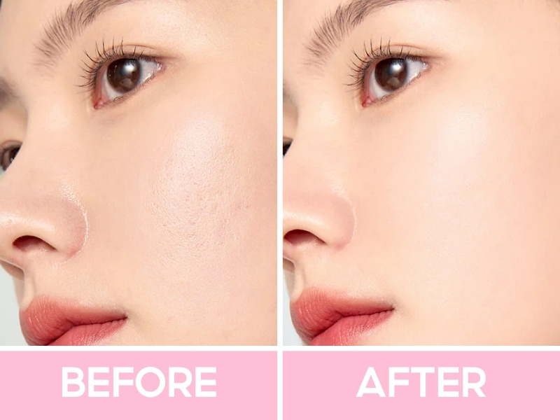 Trước và sau khi dùng kem lót kiềm dầu TFIT