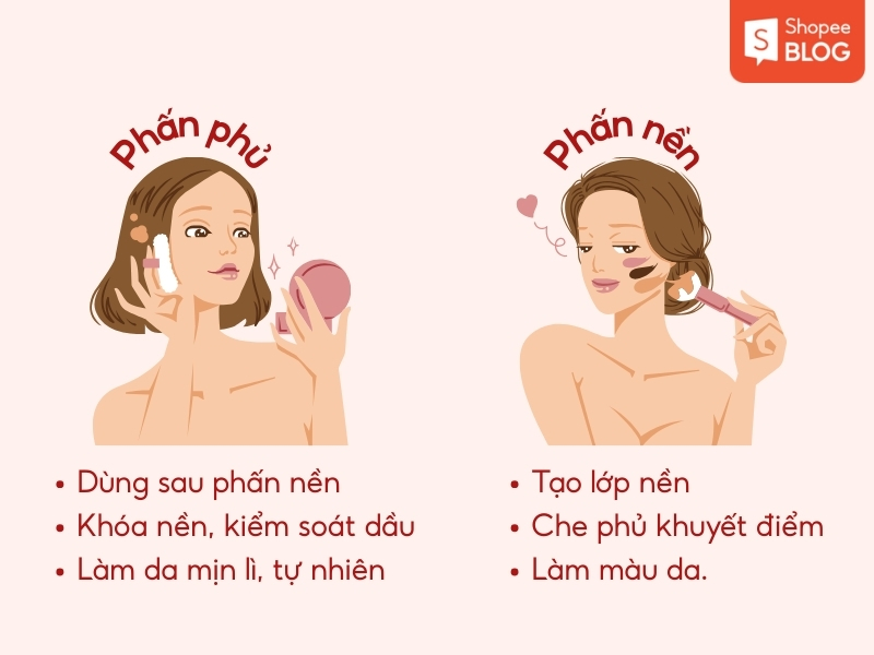 Phân biệt phấn phủ và phấn nền