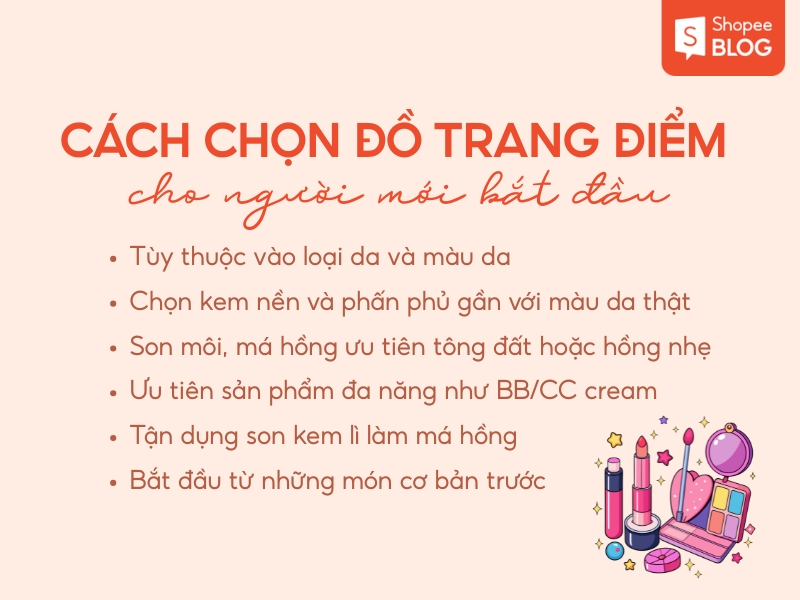 cách chọn đồ trang điểm cơ bản cho người mới bắt đầu