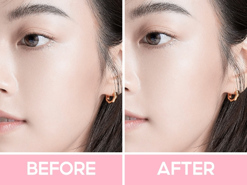 Trước và sau khi dùng phấn nén Menow