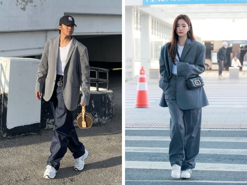 blazer oversize với quần âu rộng