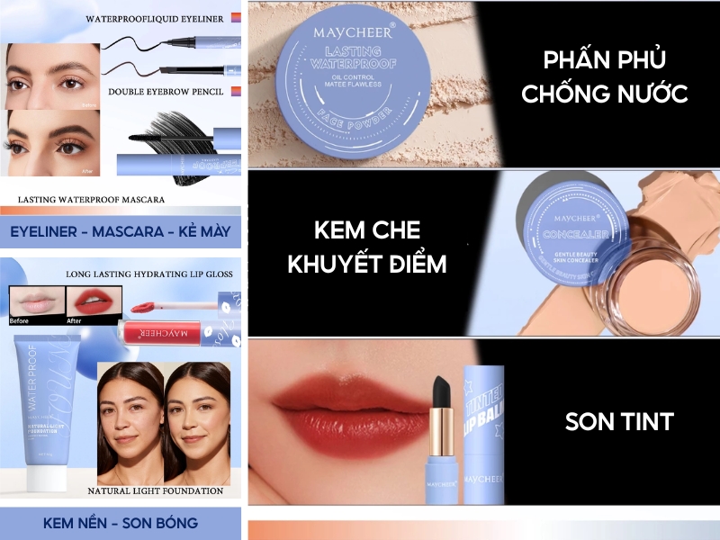 Các sản phẩm trong bộ trang điểm Lamuseland 