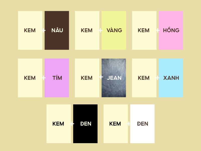 Phối màu kem với các màu khác 