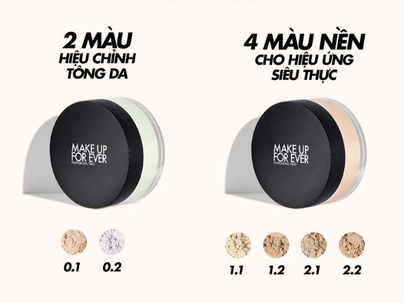 Bảng màu phấn phủ Make Up For Ever Setting Powder