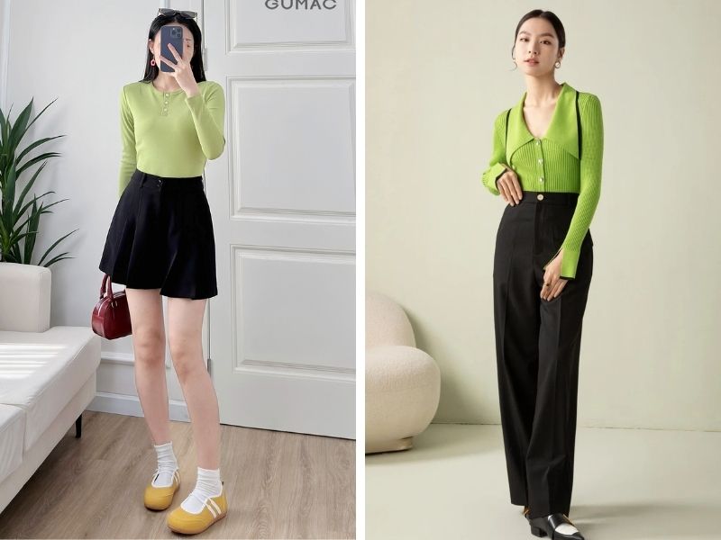 Phối màu xanh lá và màu đen 