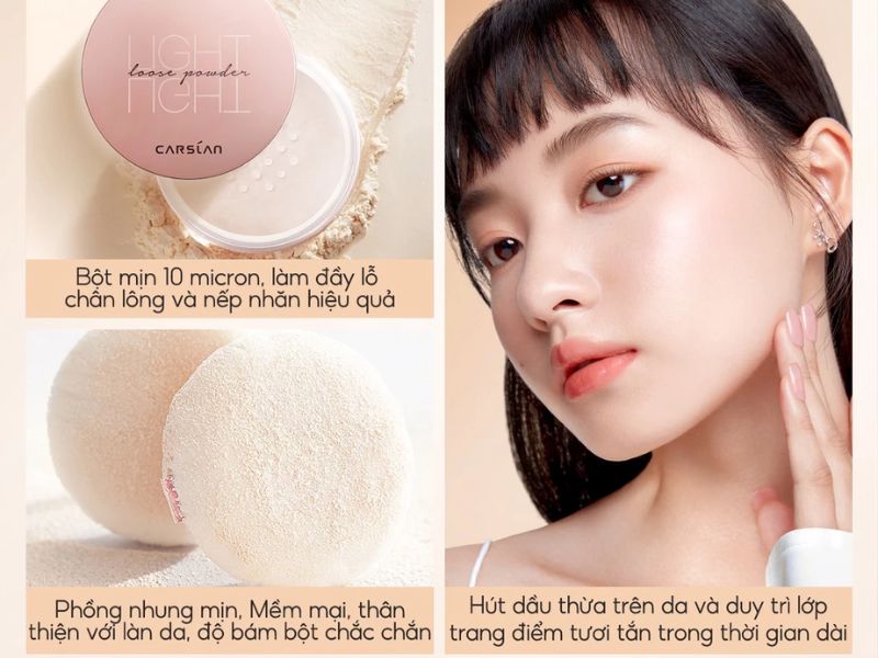 chất lượng của phấn phủ Light Loose Powder Carslan