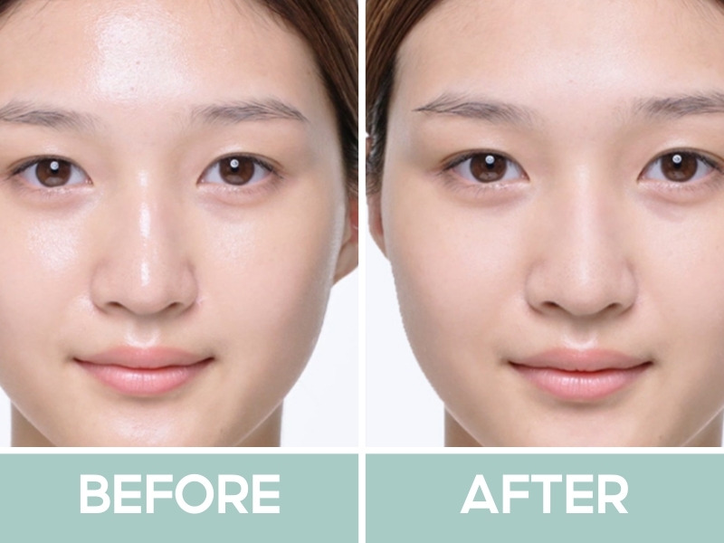 Trước và sau khi dùng phấn phủ bột Laneige Blurring