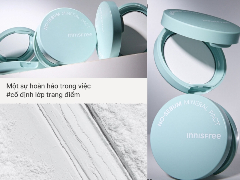 phấn phủ dạng nén No Sebum Mineral Pact của Innisfree