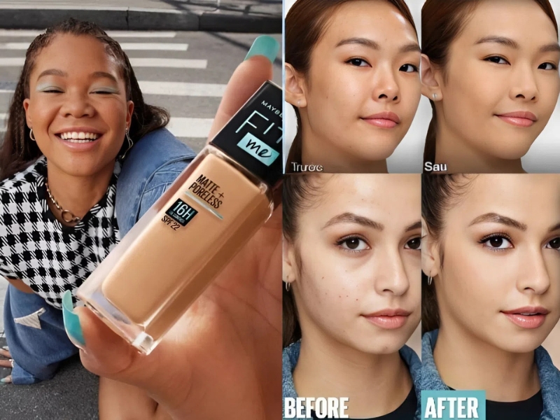 Trước và sau khi sử dụng kem nền Fit Me 