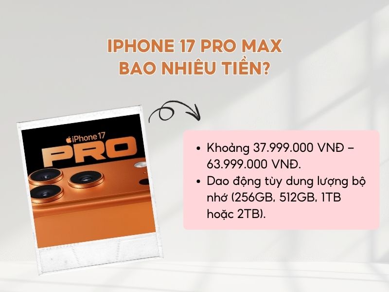 Mức giá dự kiện của iPhone 17 Pro Max 