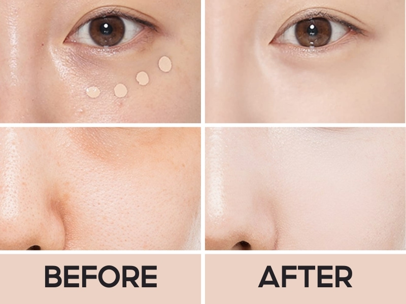 Trước và sau khi đánh che khuyết điểm Luna